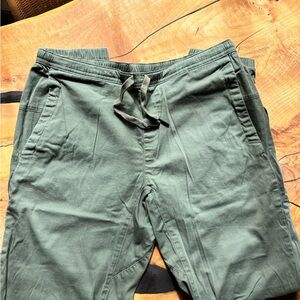 Green Casual Drawstring Pants